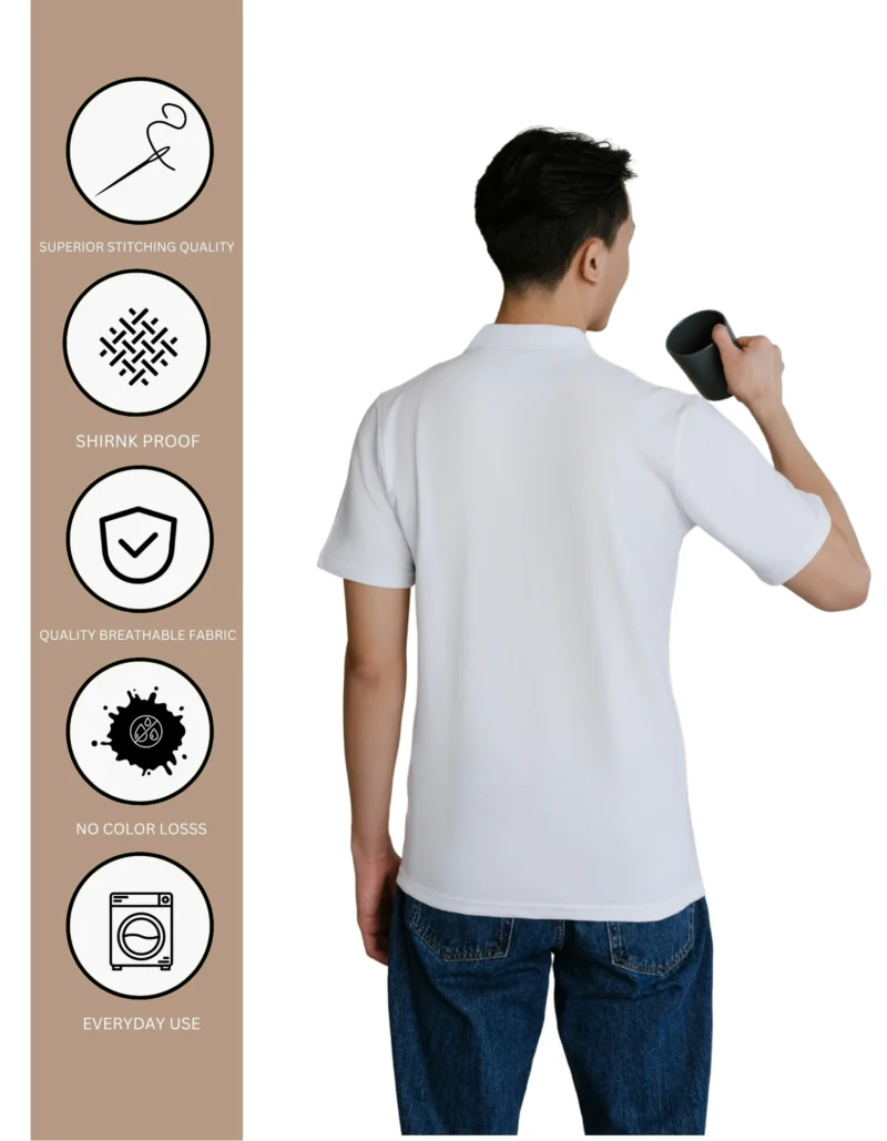 Men's Polo Premium T-Shirt - Classic White - Image 3