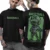 Oversized black t-shirt featuring a striking baseball zombie graphic on both the front and back