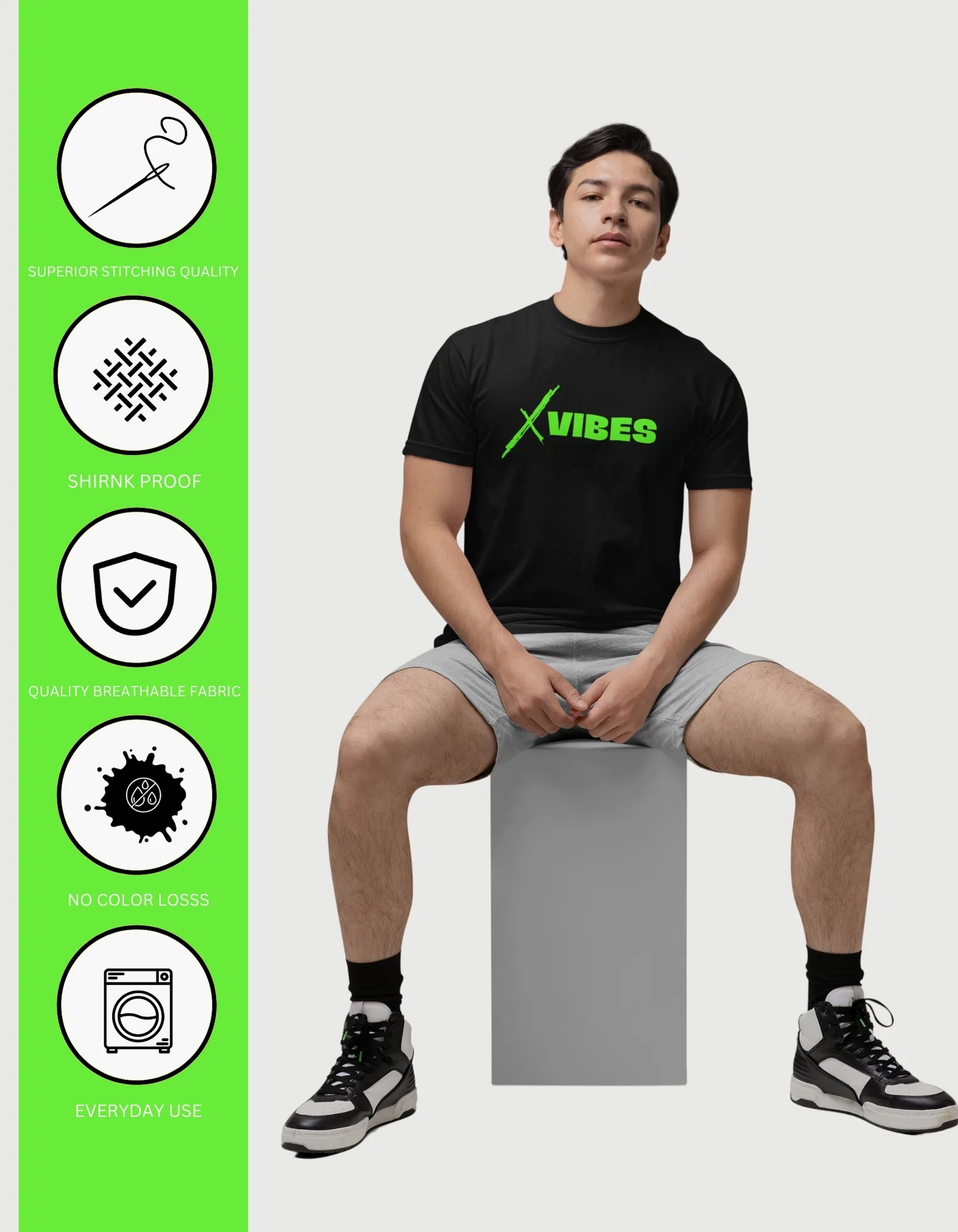 X VIBES sportswear t-shirt men feature graphic breathable fabric everyday use