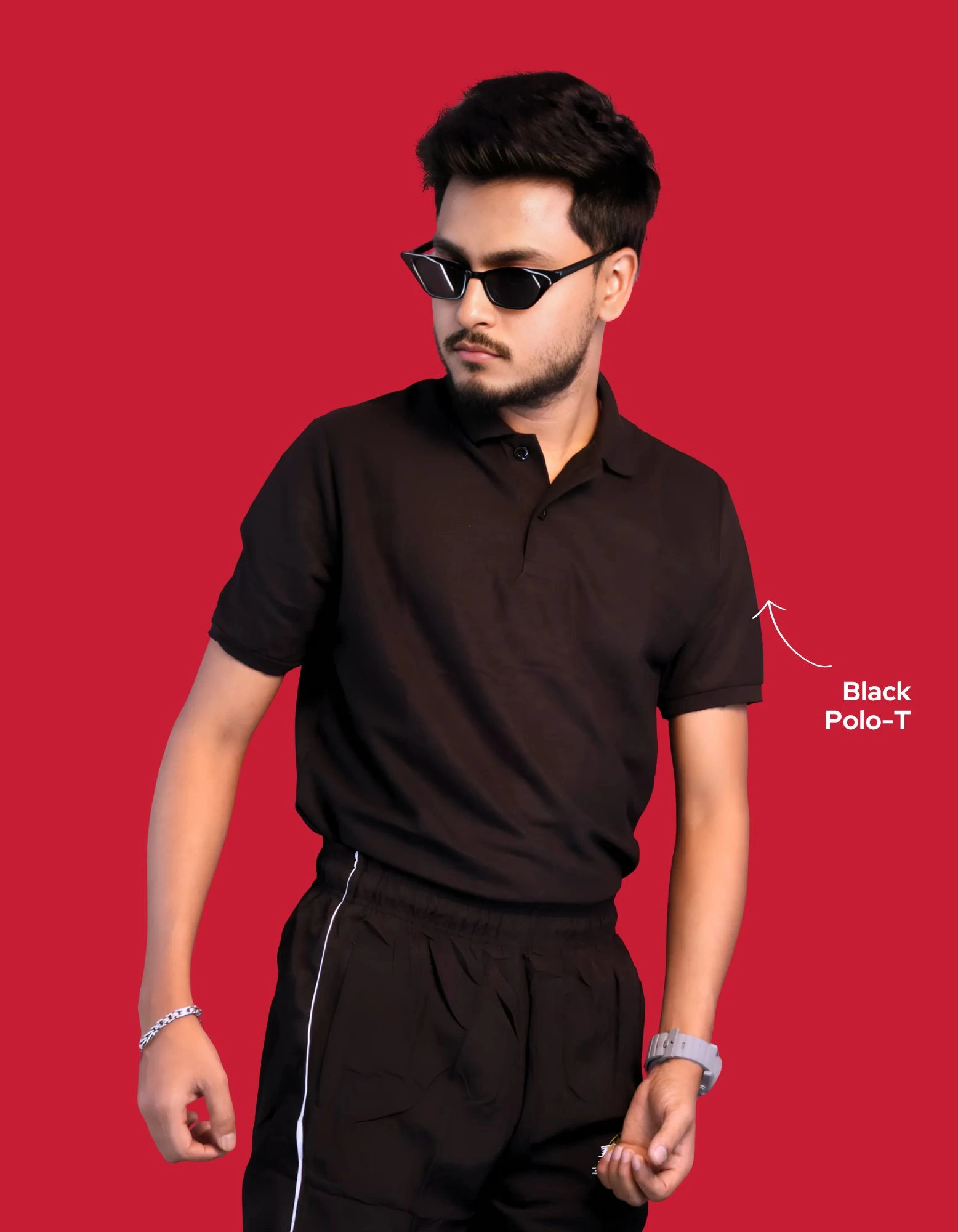 Men's Classic Solid Black Polo T-Shirt | Premium Casual Short Sleeve Collared Top