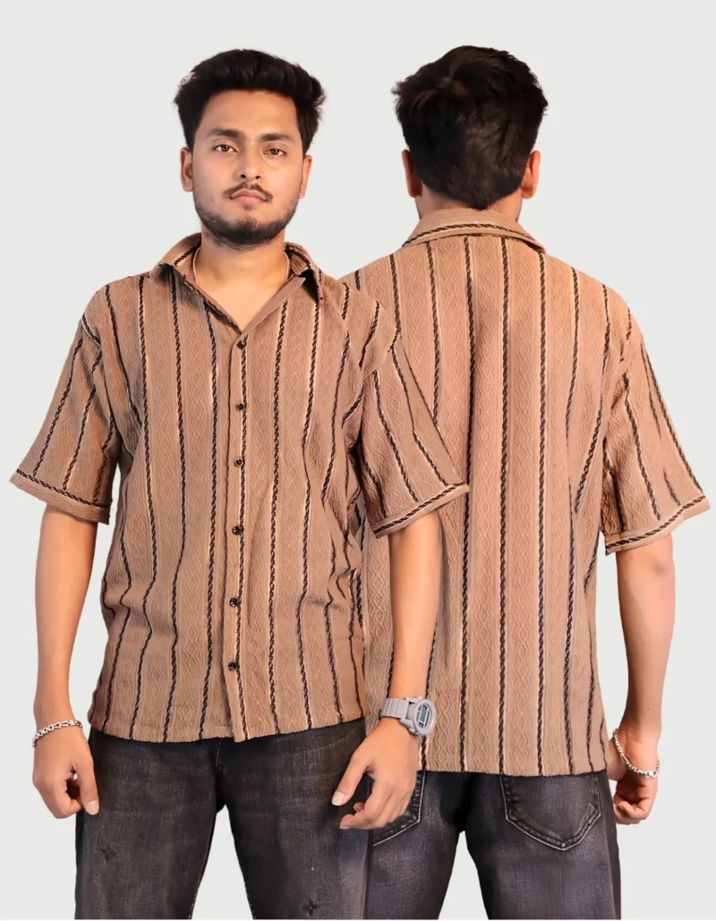 Premium Oversized Drop Shoulder Shirt for Men | Textured Striped Casual Streetwear